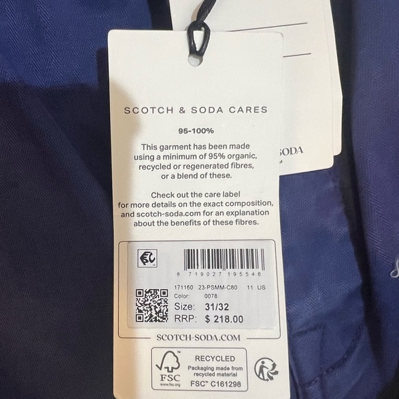 Scotch & Soda The Verve Utility work pants Men Size 31x32 Blue color, NWT - Picture 6 of 16